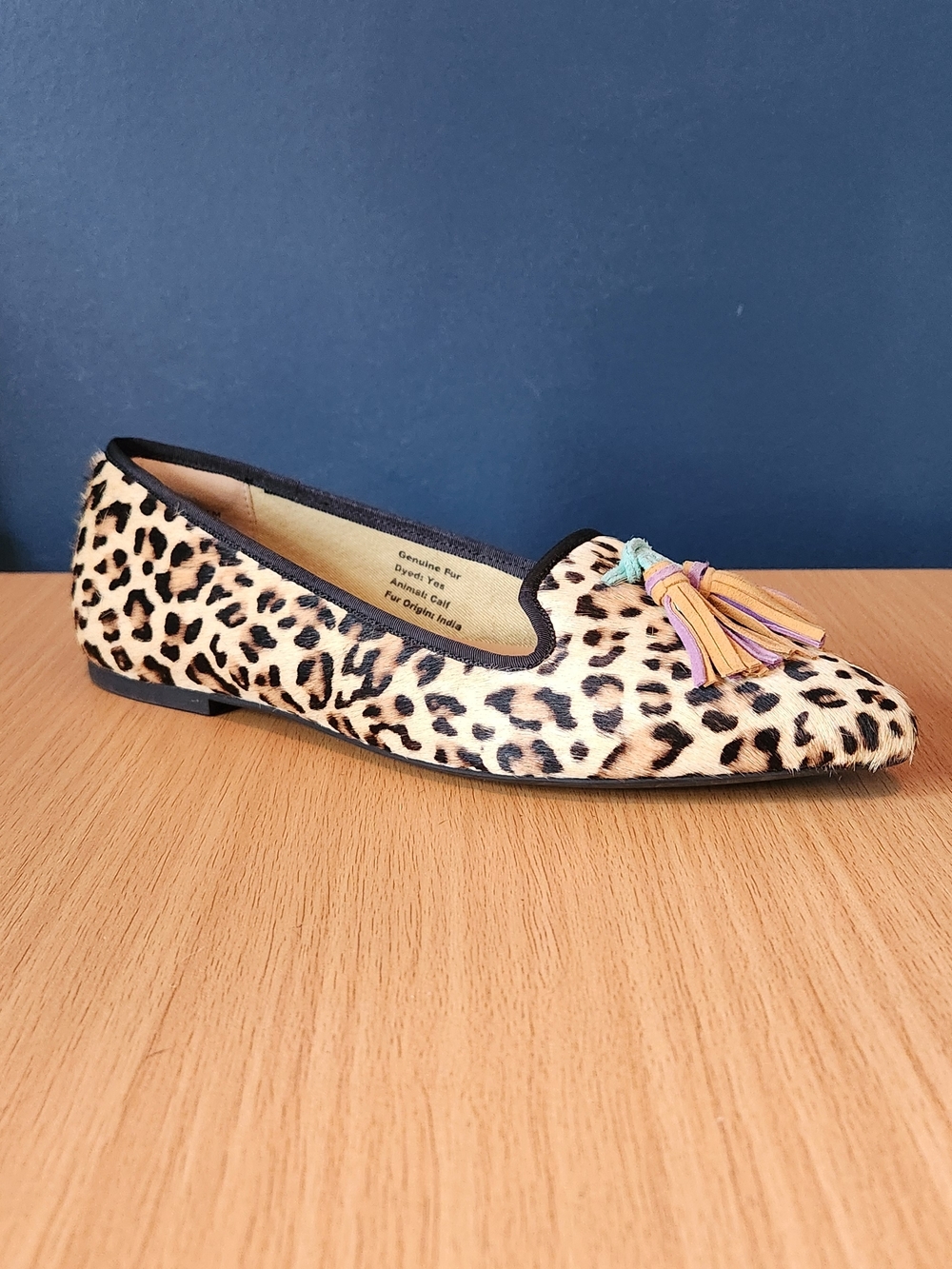Hush Puppies "Sadie" Tassel Slipon Loafer- leopard print calf hair- Size 6.5